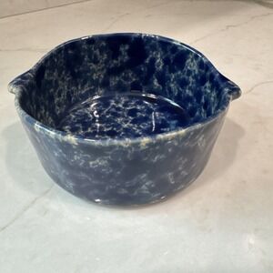 Bennington Pottery Vermont David Gil #1641 Blue Agate Lug Handled Soup Bowl